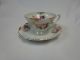 Old Vintage Cup & Saucer Open Roses On White Trim In Gold Japan Label In Red Cups & Saucers photo 2