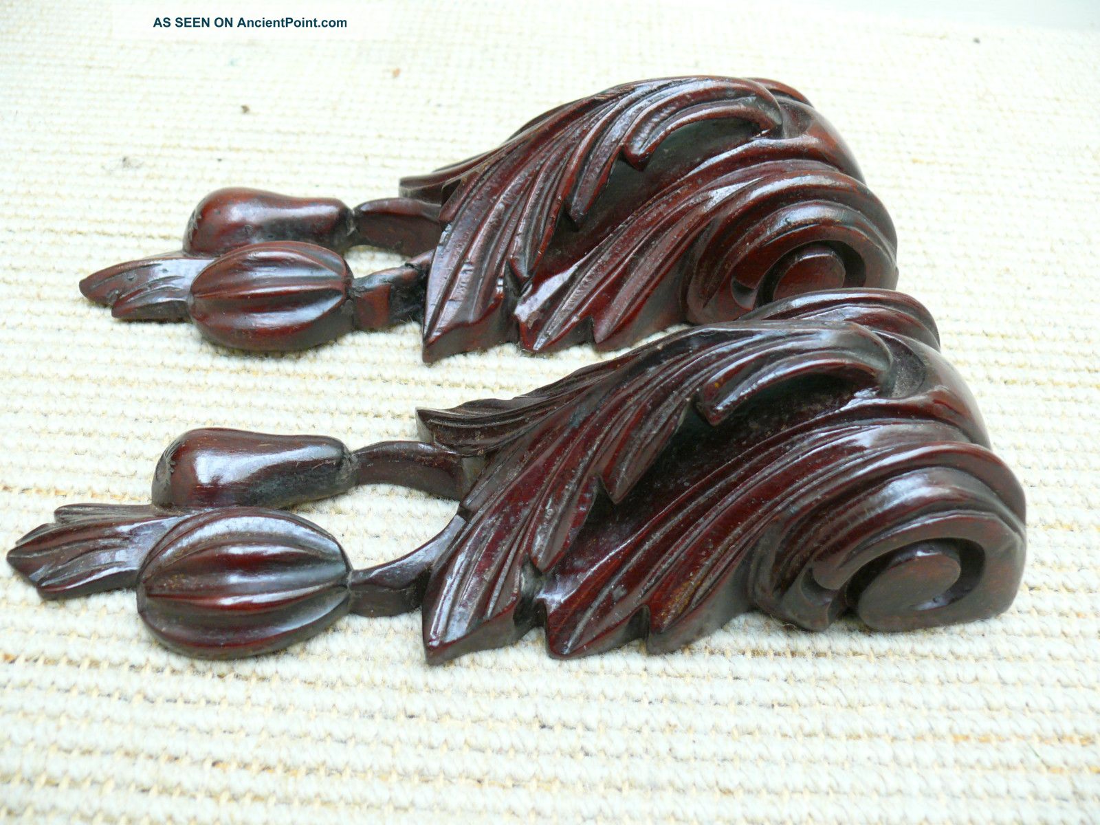 Fine Pr 19thc Mahogany Carved Corbels With Fruits Other photo