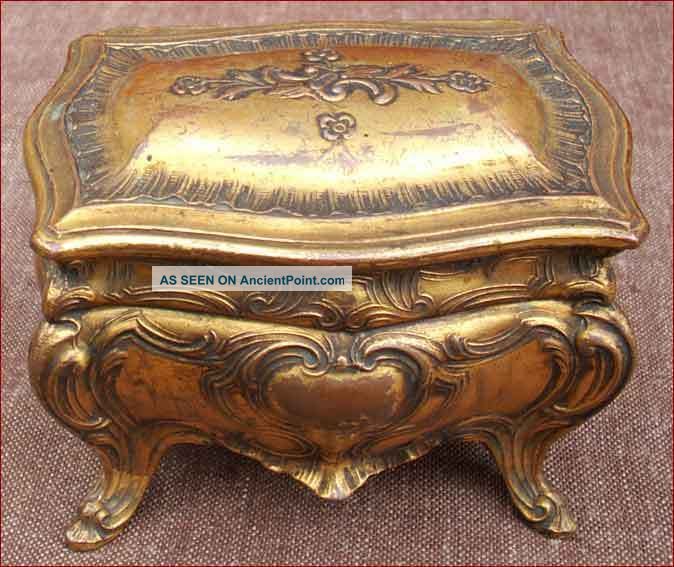 French Roccoco Jewelry Box Gilt Spelter Bronze 1870 Metalware photo
