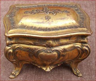 French Roccoco Jewelry Box Gilt Spelter Bronze 1870 photo