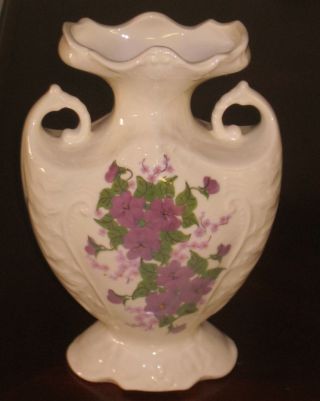 Antique Rare 1945 Cash Family Violets Heavily Decorated Vase - 1945 Mark - Erwin,  Tn photo