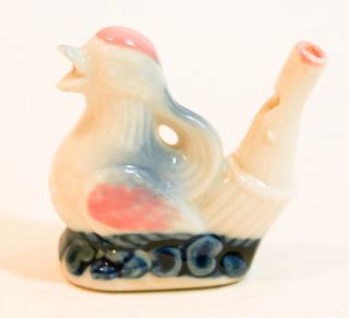 Vintage Bisque Ceramic Bird Whistle Toy photo