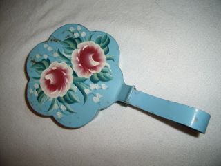 Plymouth Tole Silent Butler Handpainted Floral Toleware Design On Metal Vtg Chic photo