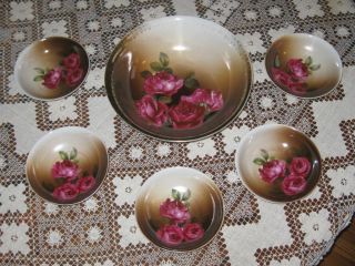 Unmarked Porcelain German Berry Bowl Set photo