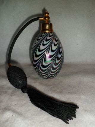 Vintage Iridescent Black Swirl Perfume Glass Complete Look photo