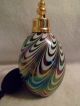 Vintage Iridescent Black Swirl Perfume Glass Complete Look Perfume Bottles photo 5