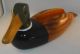 Carved Wood Mallard Duck Green Head Male Vintage Hand Painted Holder Planter Art Carved Figures photo 1