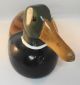 Carved Wood Mallard Duck Green Head Male Vintage Hand Painted Holder Planter Art Carved Figures photo 4
