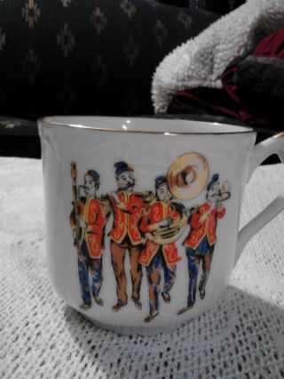 Very Old Viletta ' S Art Mustache Mug W/ Gold Trim Marching Band Excellent Cond photo