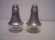 Vintage 1940s Aluminum Metal & Glass Salt & Pepper Shakers Unusual Style Detail Salt & Pepper Shakers photo 2