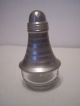 Vintage 1940s Aluminum Metal & Glass Salt & Pepper Shakers Unusual Style Detail Salt & Pepper Shakers photo 4