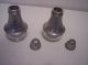 Vintage 1940s Aluminum Metal & Glass Salt & Pepper Shakers Unusual Style Detail Salt & Pepper Shakers photo 5