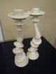 Pair Distortion Areaware Paul Loebach Candlesticks Carved Figures photo 2