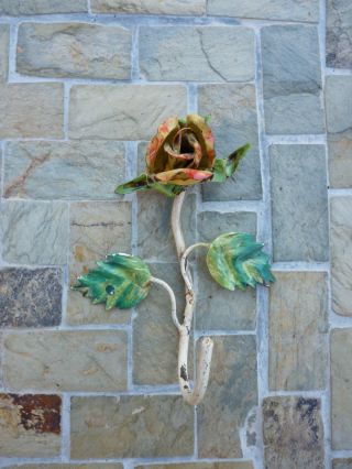 Tole Painted Rose Wall Hook photo