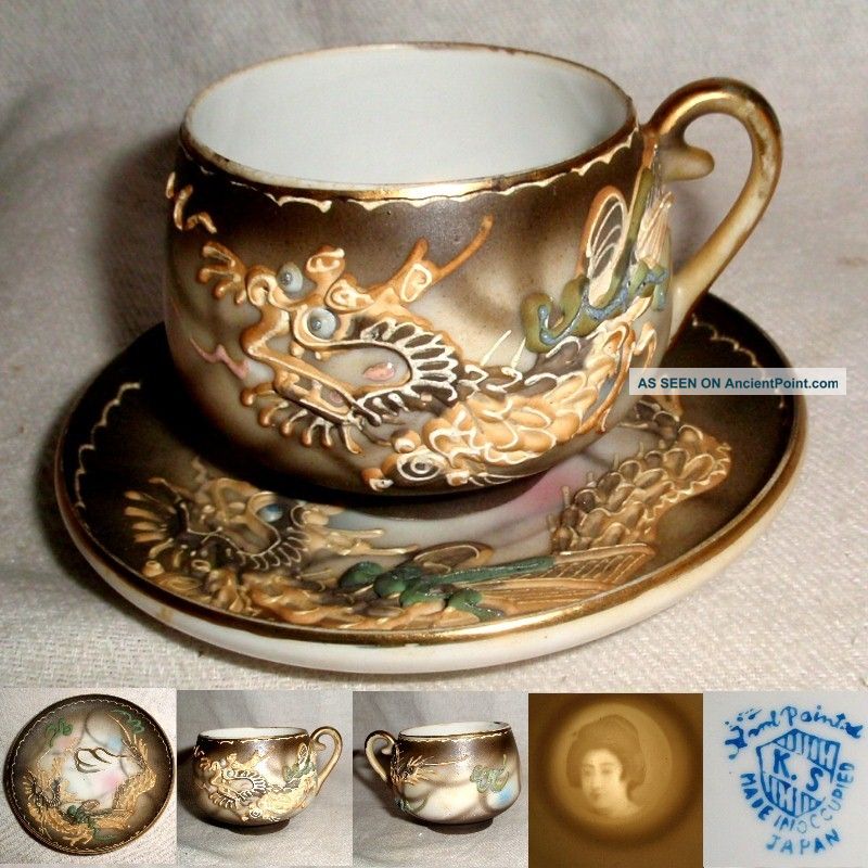 Very Rare Ks Occupied Japan Geisha Lady Hp Lithophane Dragonware C+s No Damage Cups & Saucers photo