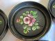 Set Of 8 Vintage Nash Co.  Hand Painted Tole Tray Coasters Roses Toleware photo 1