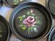 Set Of 8 Vintage Nash Co.  Hand Painted Tole Tray Coasters Roses Toleware photo 2