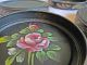 Set Of 8 Vintage Nash Co.  Hand Painted Tole Tray Coasters Roses Toleware photo 3