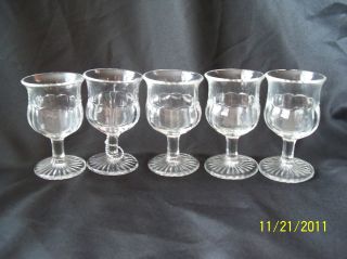Antique Two Mold Cordial Glasses Barware 3 3/4 Inches Tall 5 Glasses photo