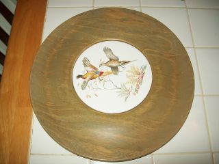 Vintage Margaret Studios Inc Murphy,  Nc Porcelain Pheasant Tray Woodenware photo