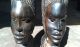 Pair Of Vintage Wooden Carved Head Sculpture Lamp Base - African? Carved Figures photo 5