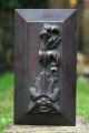 Interesting 19th C.  Gothic Mahogany Carved Panel With Green Man & Leaf Carvings Carved Figures photo 4