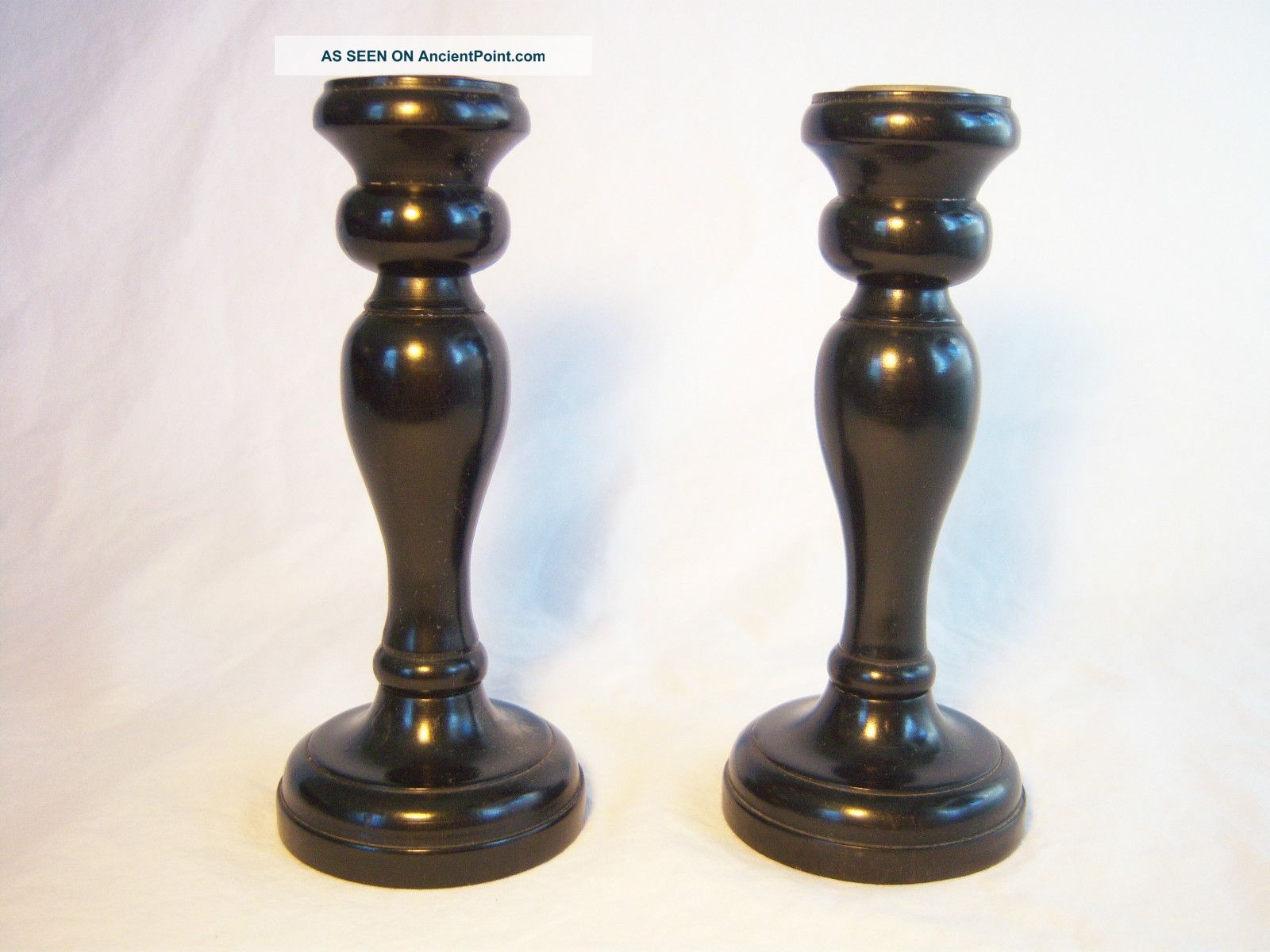 Antique Victorian Steampunk Ebony Candle Sticks Other photo
