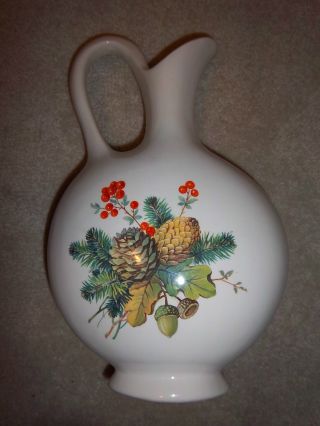 Unknow Vintage White Vase With Pine Cones And Acorns photo