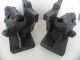 Antq Pair Of Wooden Waterbuffalo Bookends. Carved Figures photo 1