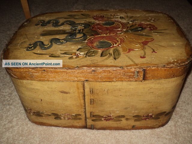 Antique Swedish Hand Painted Bride ' S Box Boxes photo