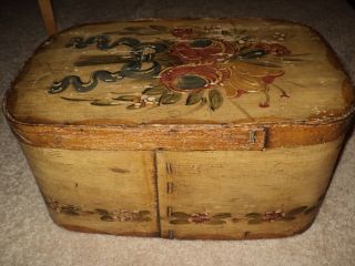 Antique Swedish Hand Painted Bride ' S Box photo