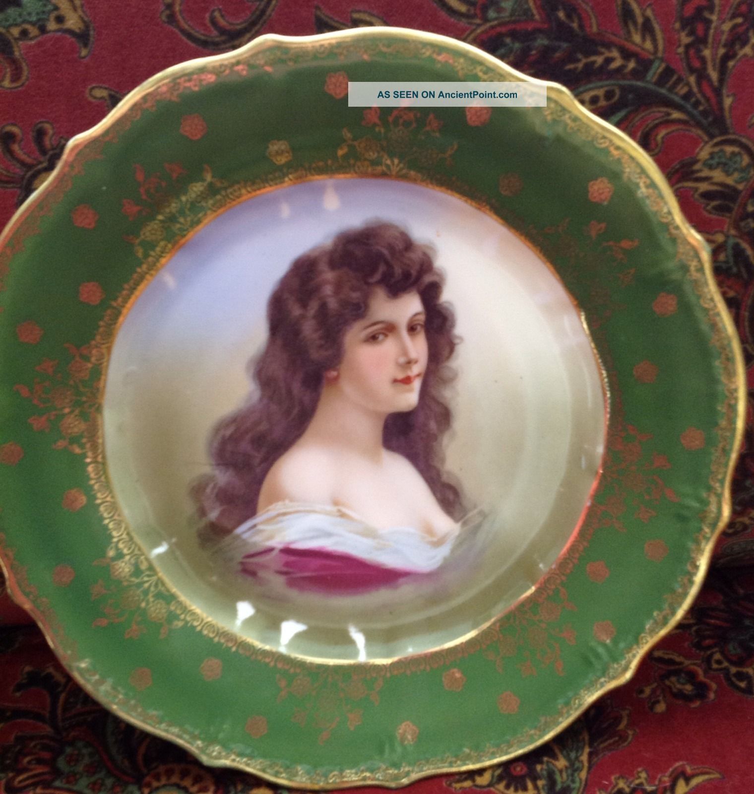 German Portrait Plate Green Cabinet Plate Other photo