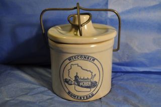 Vintage Stoneware Wisconsin Cheese Crock,  