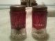Vintage Ruby Red Salt And Pepper Shakers Marked Mother 1928 Salt & Pepper Shakers photo 2