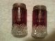 Vintage Ruby Red Salt And Pepper Shakers Marked Mother 1928 Salt & Pepper Shakers photo 3