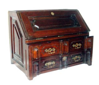 Miniature Colonial Serpentine Fall Front Desk,  Possibly West Indies,  C.  1820 - 40 photo