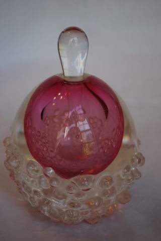 Vintage Art Deco Pink & Clear Bubble Glass Perfume Scent Bottle photo