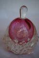 Vintage Art Deco Pink & Clear Bubble Glass Perfume Scent Bottle Perfume Bottles photo 7