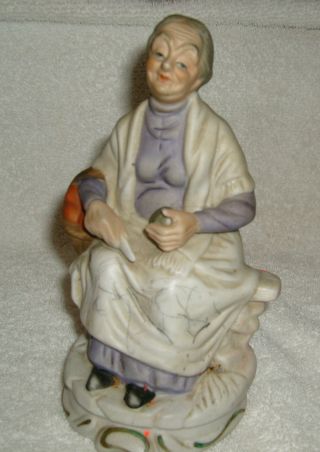 Elderly Woman Ceramic Figure 7 