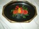 Vintage Black Toleware Gilded Tray With Fruits Toleware photo 1