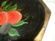 Vintage Black Toleware Gilded Tray With Fruits Toleware photo 4