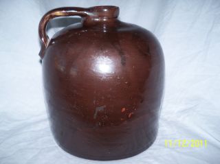 Antique Whiskey Brown Glaze Jug From The Midwest photo
