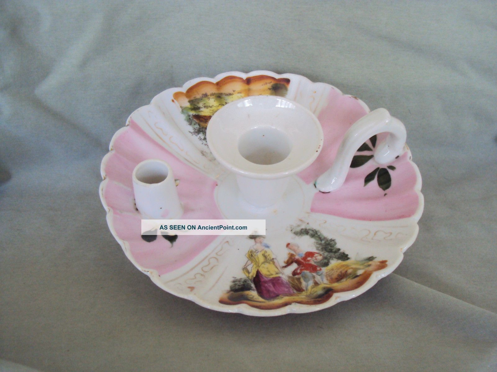 Antique Roschutz Porcelain Portrait Chamberstick Candle Holder Made In Germany Other photo