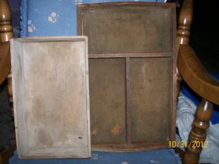 2 Vintage Wooden Boxes Trays Crystal Peanut Bars Divided Lining photo