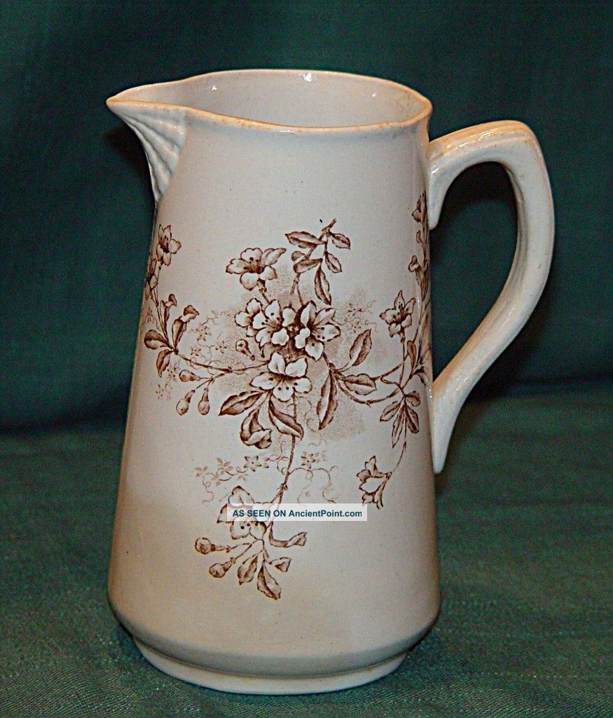 Antique Brown Transferware Milk Pitcher Unmarked Pitchers photo