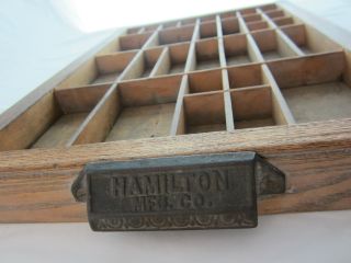 Vintage Hamilton Type Offset Letter Press Tray Drawer Shadow Box Wood 30 Opening photo
