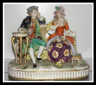 Antique Derby Porcelain Figurine Figural Group Lovers Sale photo