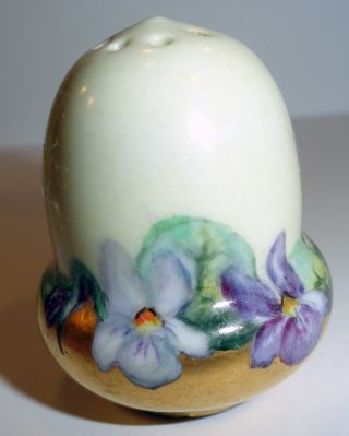 Antique Hand Painted Shaker,  Acorn Shape,  Violets photo