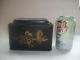 Antique Toleware Victorian Tea Canister Box Paint Grapes Old Primitives photo 9