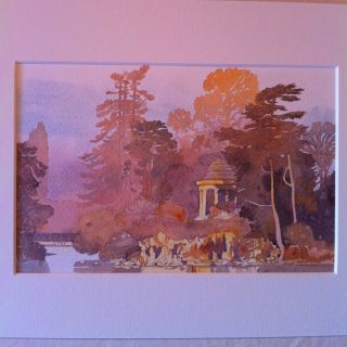 Paris Watercolor Print - Fall Leaves - Temple Of Love - Vincennes - Pierre Deux photo